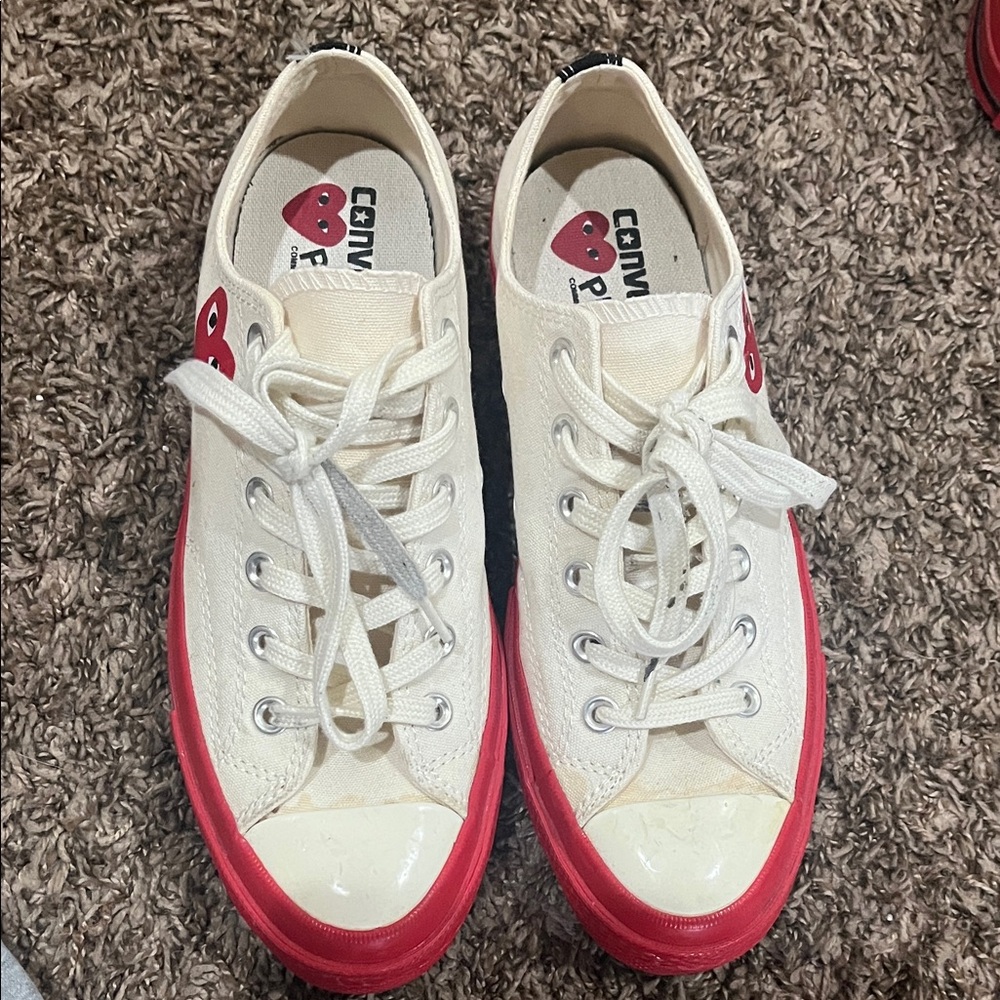 Comme des Garcons White and Red Sneakers